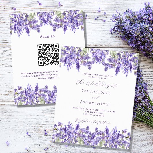 Lavender QR UAWG Details Budget Hochzeitseinladung