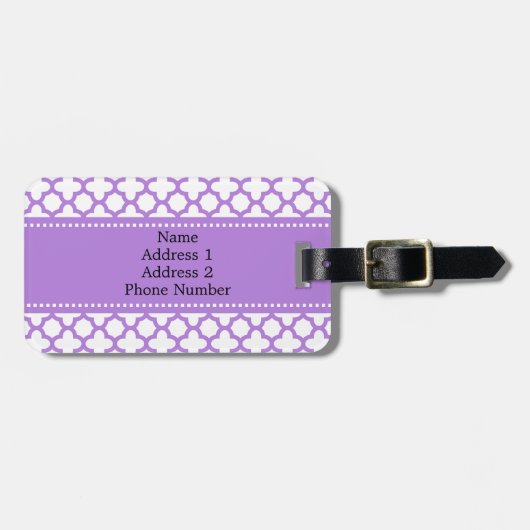 Lavender Quatrefoil Muster Gepäckanhänger (Vorderseite horizontal)