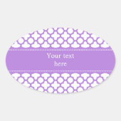 Lavender Quatrefoil Muster Ovaler Aufkleber (Vorderseite)
