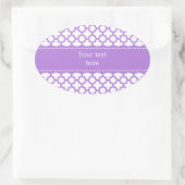 Lavender Quatrefoil Muster Ovaler Aufkleber (Tasche)