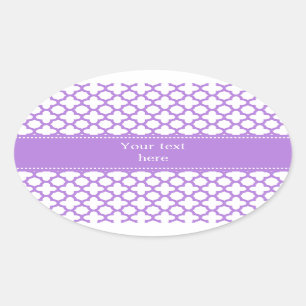 Lavender Quatrefoil Muster Ovaler Aufkleber