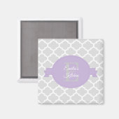 Lavender Quatrefoil Personalisiert Magnet (Vorderseite/Rückseite)