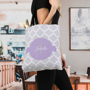 Lavender Quatrefoil Personalisiert Totbeutel Tasche