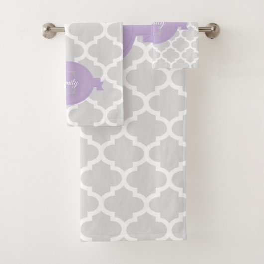 Lavender Quatrefolien Personalisiert Badehandtuch  Badhandtuch Set (Insitu)