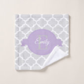 Lavender Quatrefolien Personalisiert Badehandtuch Badhandtuch Set (Waschlappen)