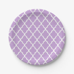 Lavender Quatrefolienfliesen Muster Pappteller