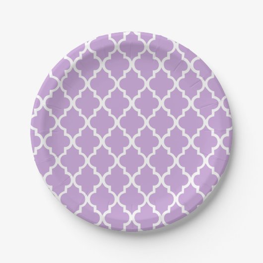 Lavender Quatrefolienfliesen Muster Pappteller (Vorderseite)