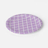 Lavender Quatrefolienfliesen Muster Pappteller (Schrägansicht)