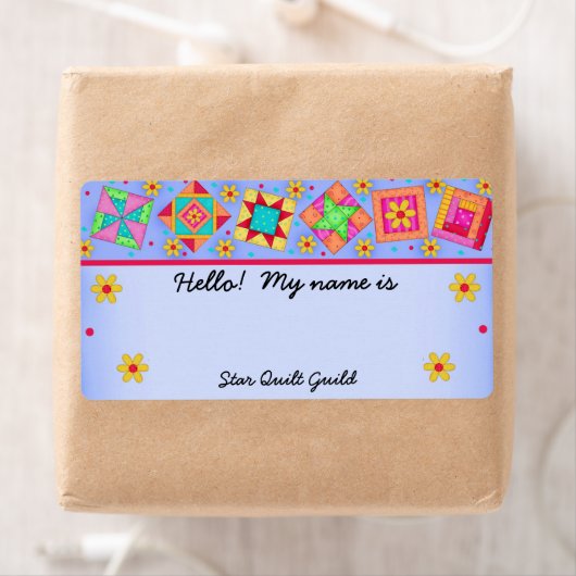 Lavender Quilt Blocks Name Tag (Insitu)