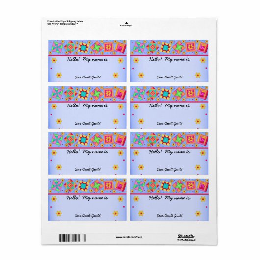 Lavender Quilt Blocks Name Tag (Vorne)