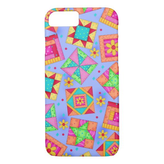 Lavender Quilt Patchwork Blocks Art Case-Mate iPhone Hülle (Rückseite)