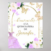 Lavender Quinceanera Begrüßung Spanische Unterschr Poster (Vorne)