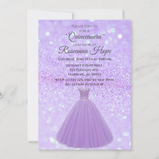 Lavender Quinceanera Einladung
