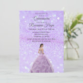 Lavender Quinceanera Einladung mit Bild (Stehend Vorderseite)