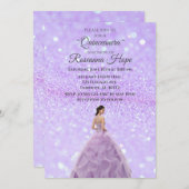 Lavender Quinceanera Einladung mit Bild (Vorne/Hinten)