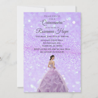 Lavender Quinceanera Einladung mit Bild
