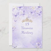 Lavender Quinceañera Invitation with Butterflies Einladung (Rückseite)