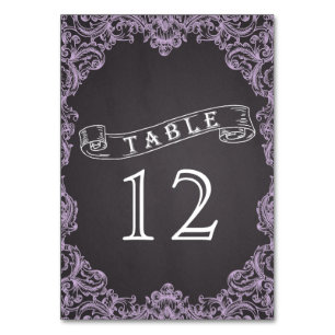Lavender-Rahmen und Schiefertafel-Hochzeitstisch-N Tischnummer