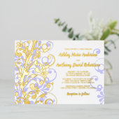 Lavender Real Gold Foil Bloral Wedding Folieneinladung (Stehend vorne)