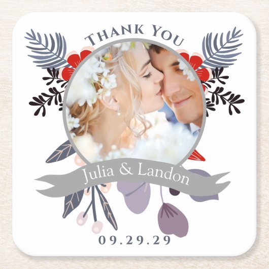 Lavender Red Blue Wildblume Bloom Wreath Wedding Rechteckiger Pappuntersetzer (Vorderseite)