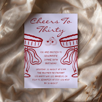 Lavender & Red Cheers to Thirty Vintage Birthday Einladung