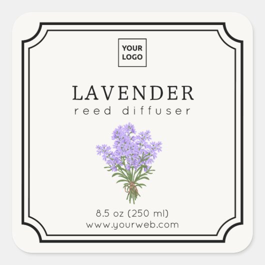 Lavender Reed Diffuser Label Quadratischer Aufkleber (Vorderseite)