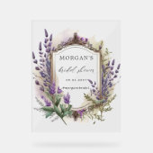 Lavender Regal Floral Brautparty Acrylschild (Vorderseite)