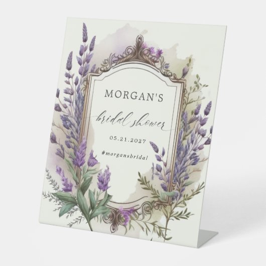 Lavender Regal Floral Brautparty Sockelschild (Vorderseite)