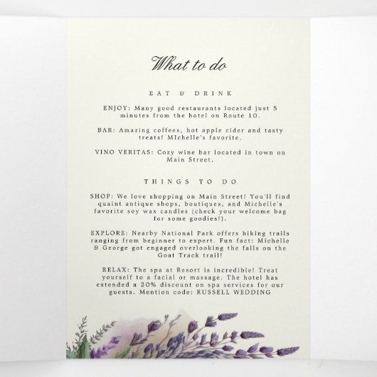 Lavender Regal Folded Wedding Programm (Innenseite Mitte)