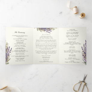 Lavender Regal Folded Wedding Programm
