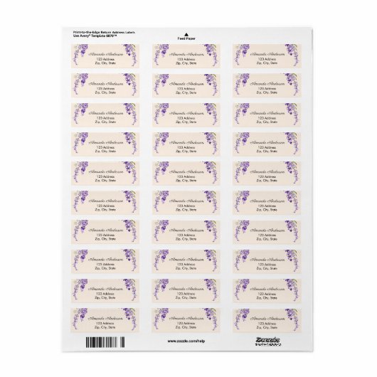 Lavender return cream address label (Vorne)