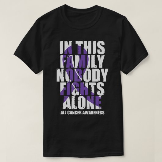 Lavender Ribbon Familie Alle Krebsbewusstsein T-Shirt (Design vorne)