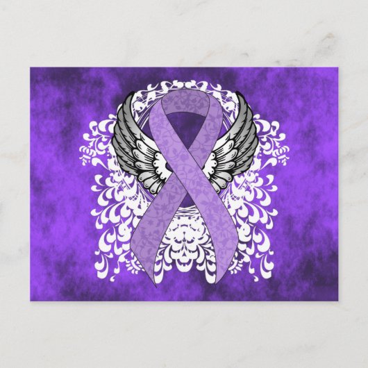 Lavender Ribbon mit Flügeln Postkarte (Vorderseite)