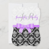 Lavender Ribbon Schwarz-Weiß Damaskus Hochzeit Einladung (Rückseite)