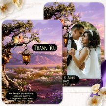 Lavender Romantic Art Foto Hochzeit Danke-Card