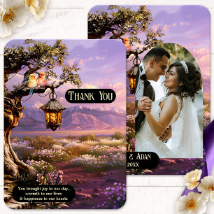 Lavender Romantic Art Foto Hochzeit Danke-Card Dankeskarte