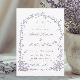 Lavender Romantic Botanical Arch Garden Wedding Einladung