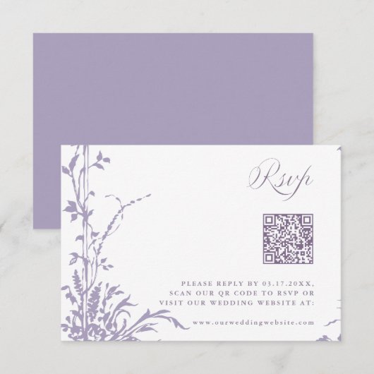 Lavender Romantic Botanical Arch Garden Wedding RSVP Karte (Vorne/Hinten)