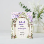 Lavender rosa Blumenbogen Bridal Dusche Einladung (Stehend Vorderseite)