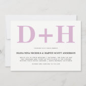 Lavender rosa Initialen fett Typografie Hochzeit Einladung (Vorderseite)