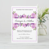 Lavender Rose Bloral Wedding Einladung (Stehend Vorderseite)