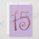 Lavender Rose Gold Confetti Border Quinceañera Einladung (Rückseite)