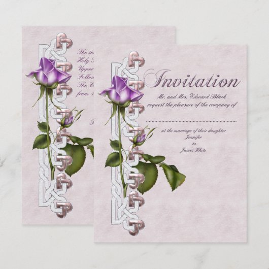 Lavender Rose Hochzeitssuite Einladung (Vorne/Hinten)