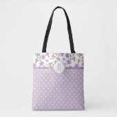 Lavender Rose Polka Dot Monogramm Tasche (Vorderseite)
