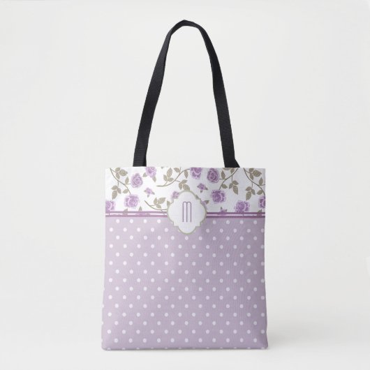 Lavender Rose Polka Dot Monogramm Tasche (Vorderseite)