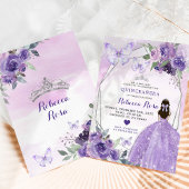Lavender Rose Princess Quinceañera Butterfly Einladung