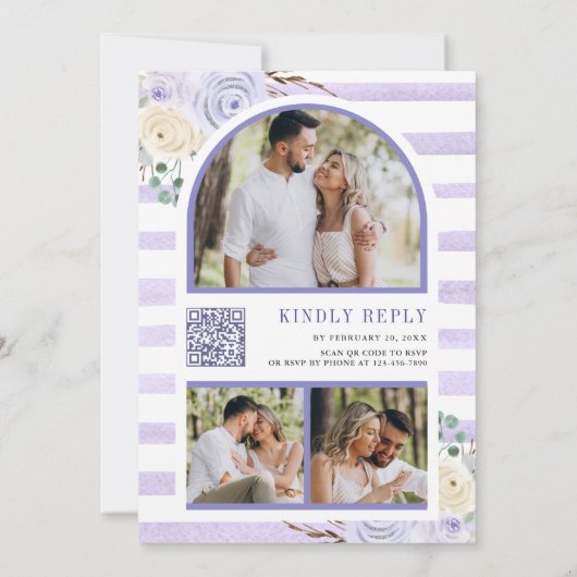 Lavender Rose Pumpkin Foto QR Code Hochzeit Einladung (Rückseite)