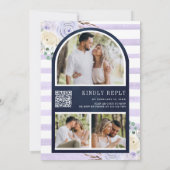 Lavender Rose Pumpkin Foto QR Code Navy Hochzeit Einladung (Rückseite)