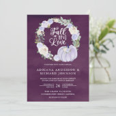 Lavender Rose Pumpkin Foto QR Code Plum Wedding Einladung (Stehend Vorderseite)