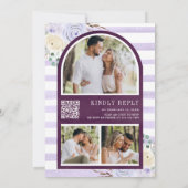 Lavender Rose Pumpkin Foto QR Code Plum Wedding Einladung (Rückseite)